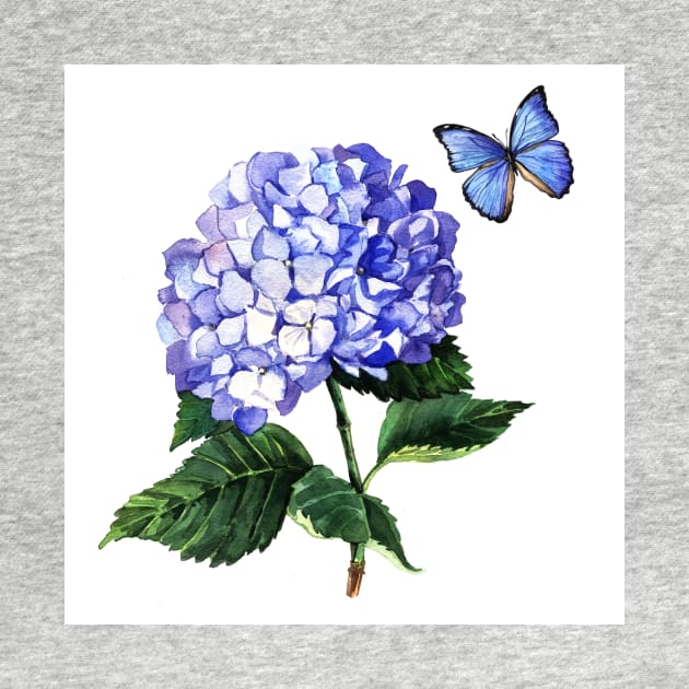 Blue hydrangea and butterfly by AnnaY 